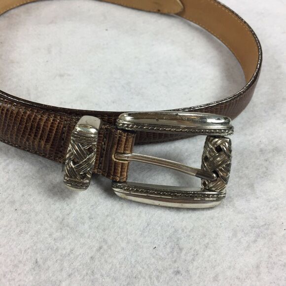 Brighton Leather Goods Belt with Silver Hardware Size 30-36 Large Dark Brown main image 7